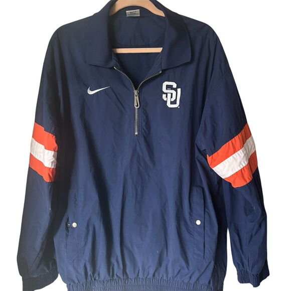 VTG 90s Nike Team Syracuse Orange Nylon Windbreaker Anorak Jacket Medium Y2K - Picture 3 of 16